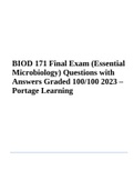 BIOD 171 Final Exam 2023 | (Essential Microbiology) Complete Questions and Answers Graded A+