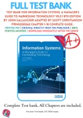 Test Bank For Information Systems: A Manager's Guide to Harnessing Technology v8.0.1 8th Edition By John Gallaugher Adapted by Scott Christianson 9781453335062 Chapter 1-18 Complete Guide .