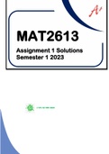 MAT2613 - ASSIGNMENT 1 SOLUTIONS (SEMESTER 01 - 2023)