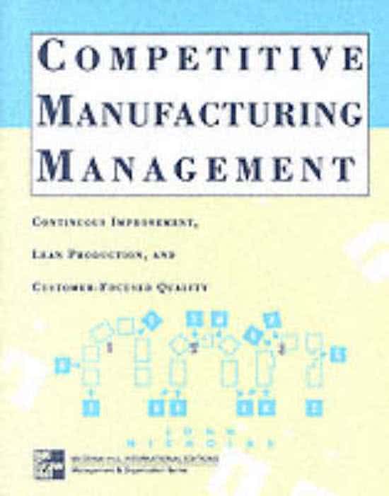 Summary/notes for Competitive Manufacturing Management/Lean Production for Competitive Advantage