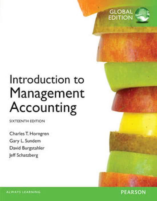 Book: Charles T. Horngren - Introduction to management accounting, summary Q4